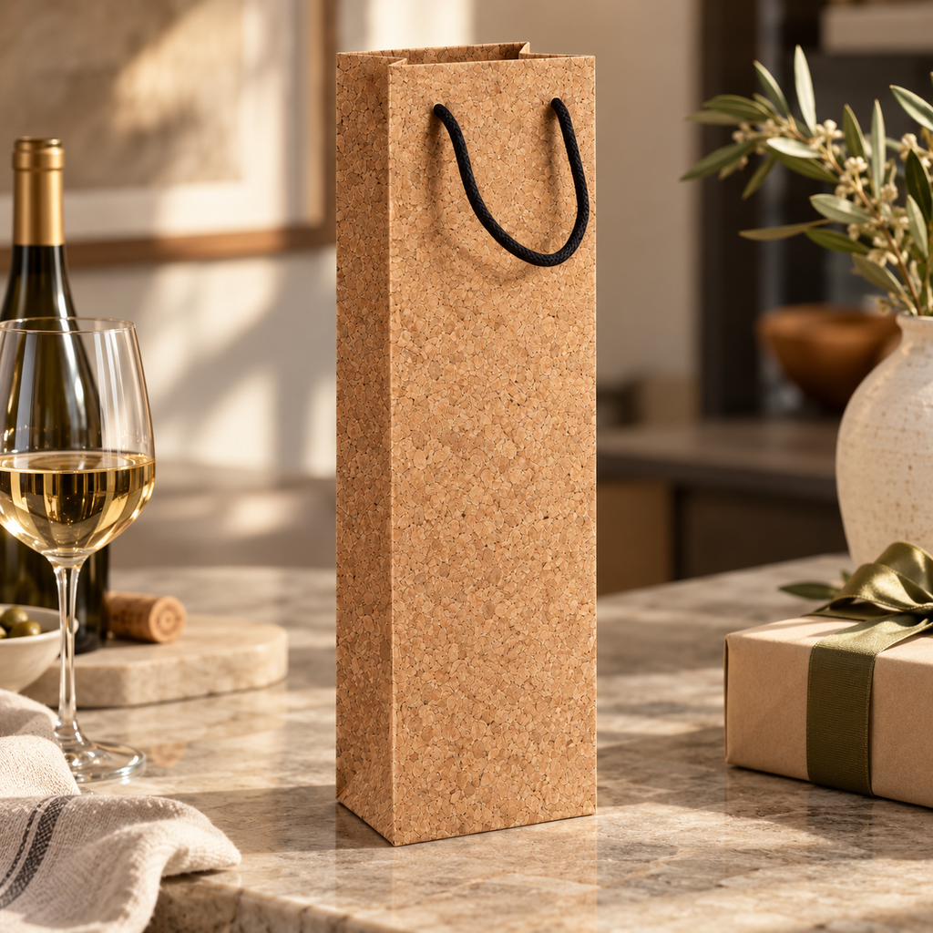 Cork Wine Bottle Gift Bag | Natural Finish — premium gifting lifestyle composition