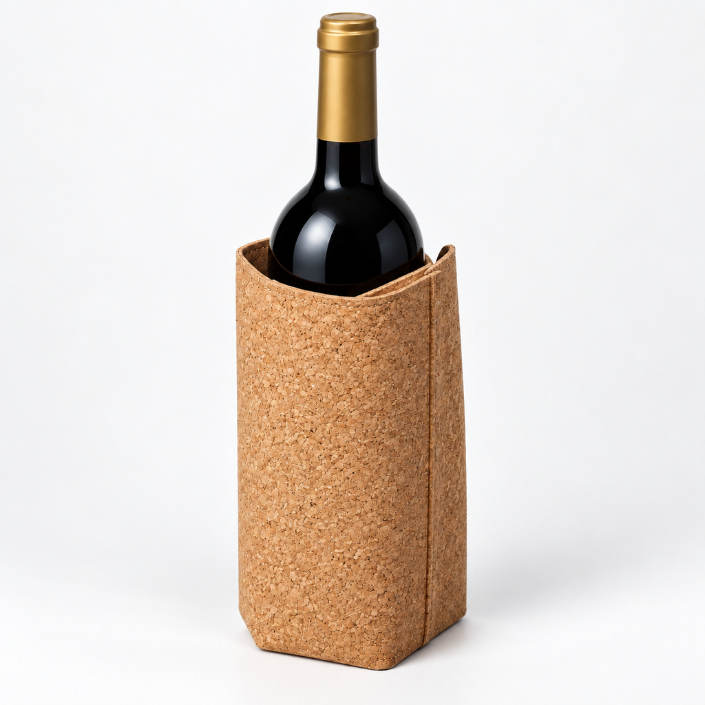 Cork Wine Bottle Sleeve | Natural Finish — premium studio hero