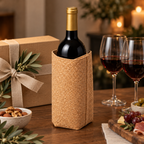 Cork Wine Bottle Sleeve | Natural Finish — wine presentation in a gift setting