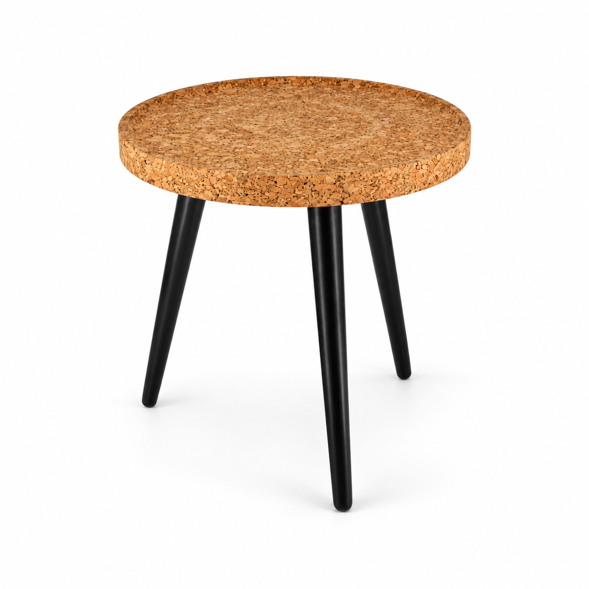 Cork & Wood Side Table, Ø420 × H440 mm, isolated on white background