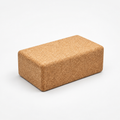 Cork yoga block, 227 × 120 × 65 mm, natural cork on white background