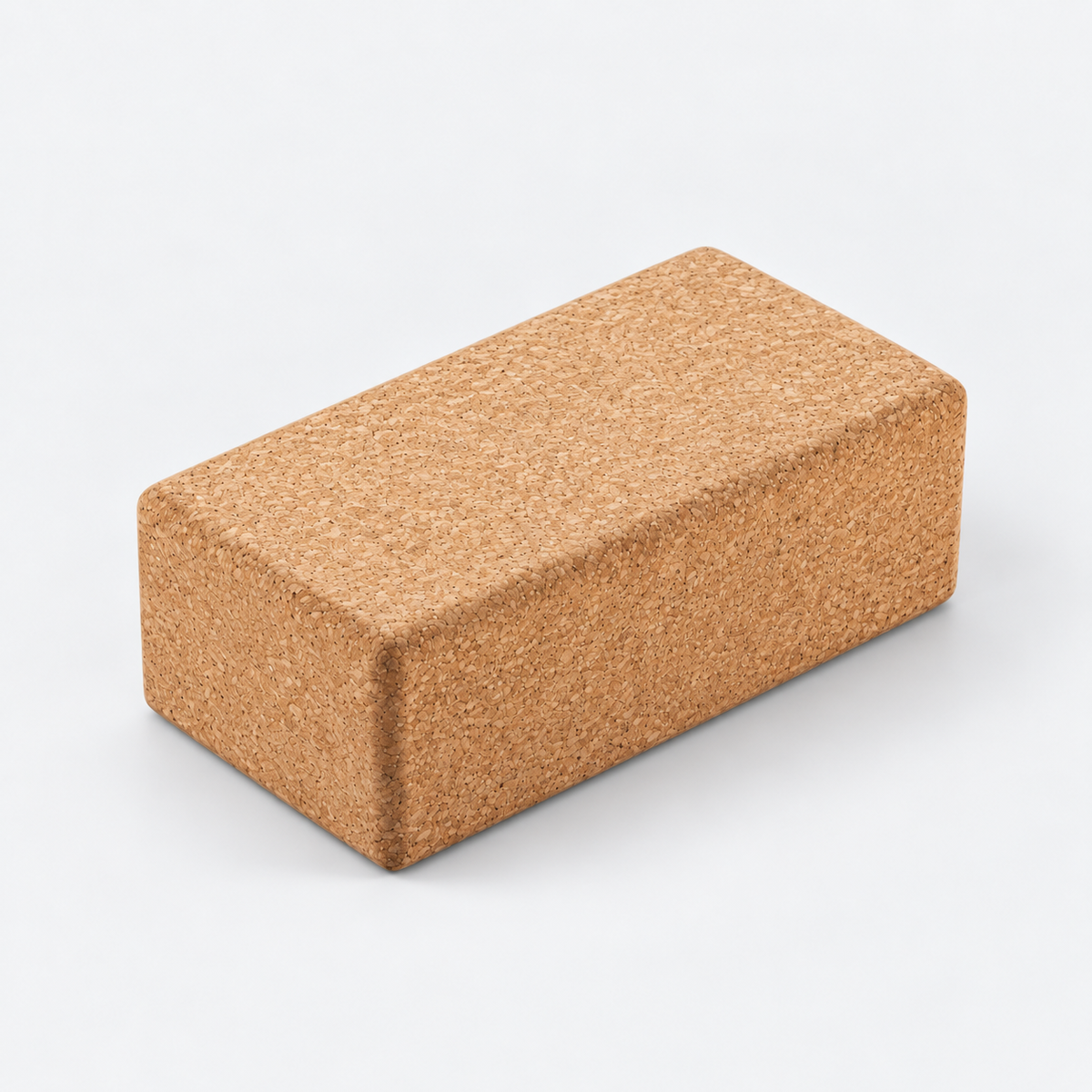 Cork Yoga Block | 75 × 120 × 227 mm, angled studio view