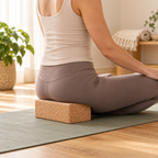 Cork Yoga Block used as seated support during yoga practice