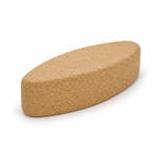 Cork Yoga Egg Block, 305 × 120 × 75 mm, angled studio view showing elongated egg-shaped profile