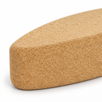 Macro detail of natural cork texture and rounded profile on Cork Yoga Egg Block