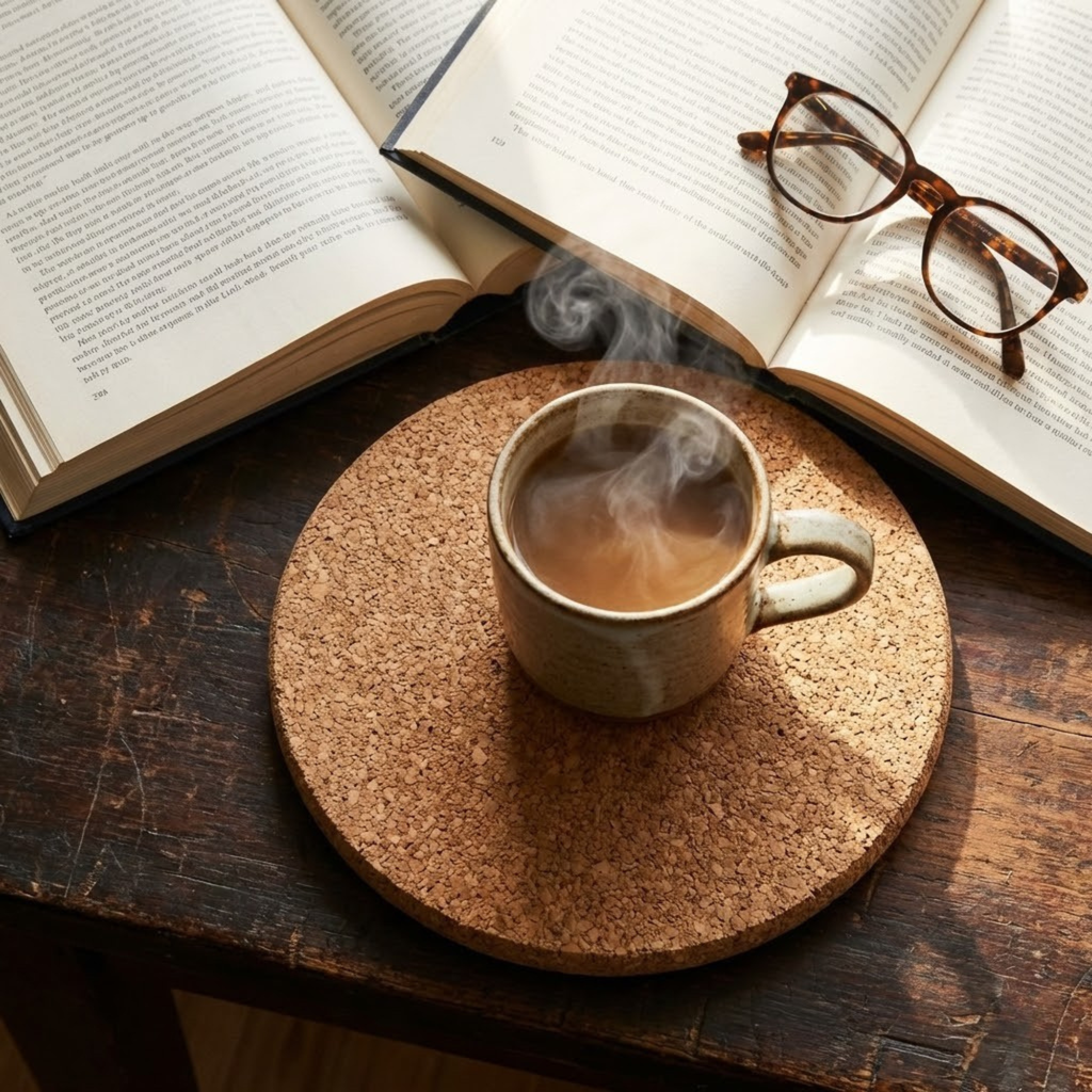 Premium Round Cork Coasters - Extra Thick 6mm - Eco-Friendly Table Protection (3.75" / 9.5cm) - Portuguese cork product