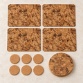 Angola cork table set for four: four Angola cork placemats, six natural round coasters and one round 20 cm trivet