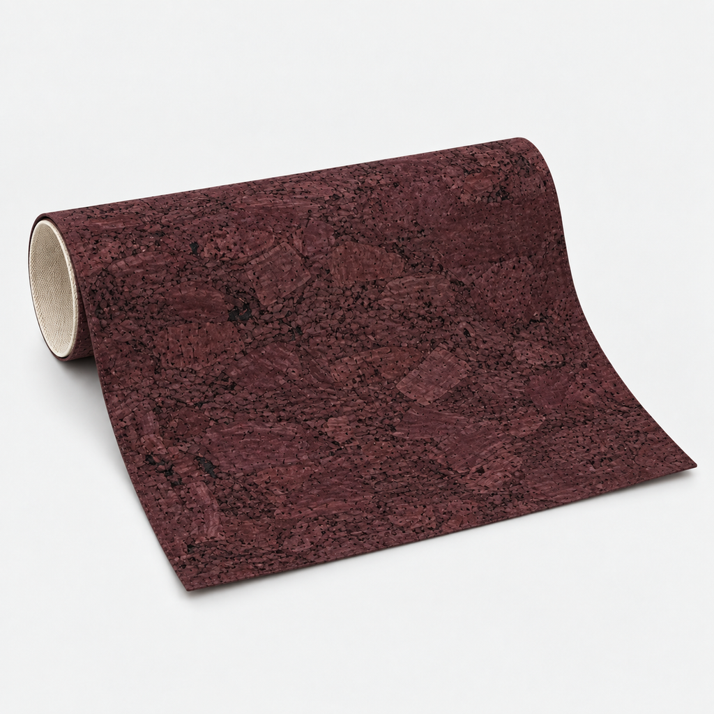 Aubergine cotton-backed cork fabric roll, 1.4 m wide, standardised variant view