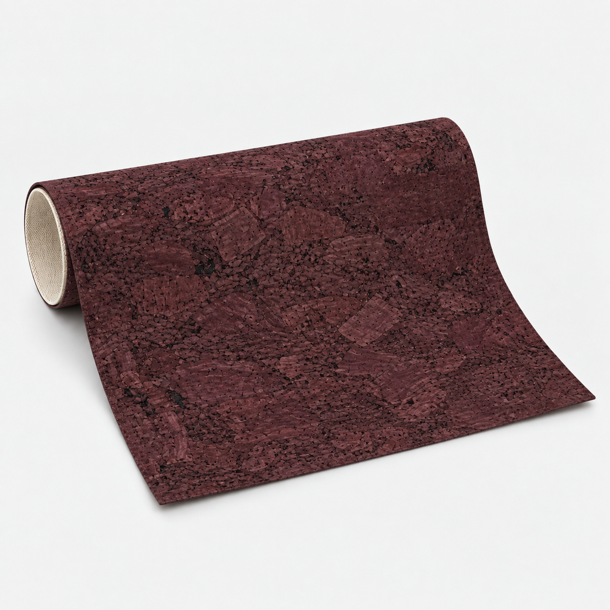Aubergine cotton-backed cork fabric roll, 1.4 m wide, standardised variant view