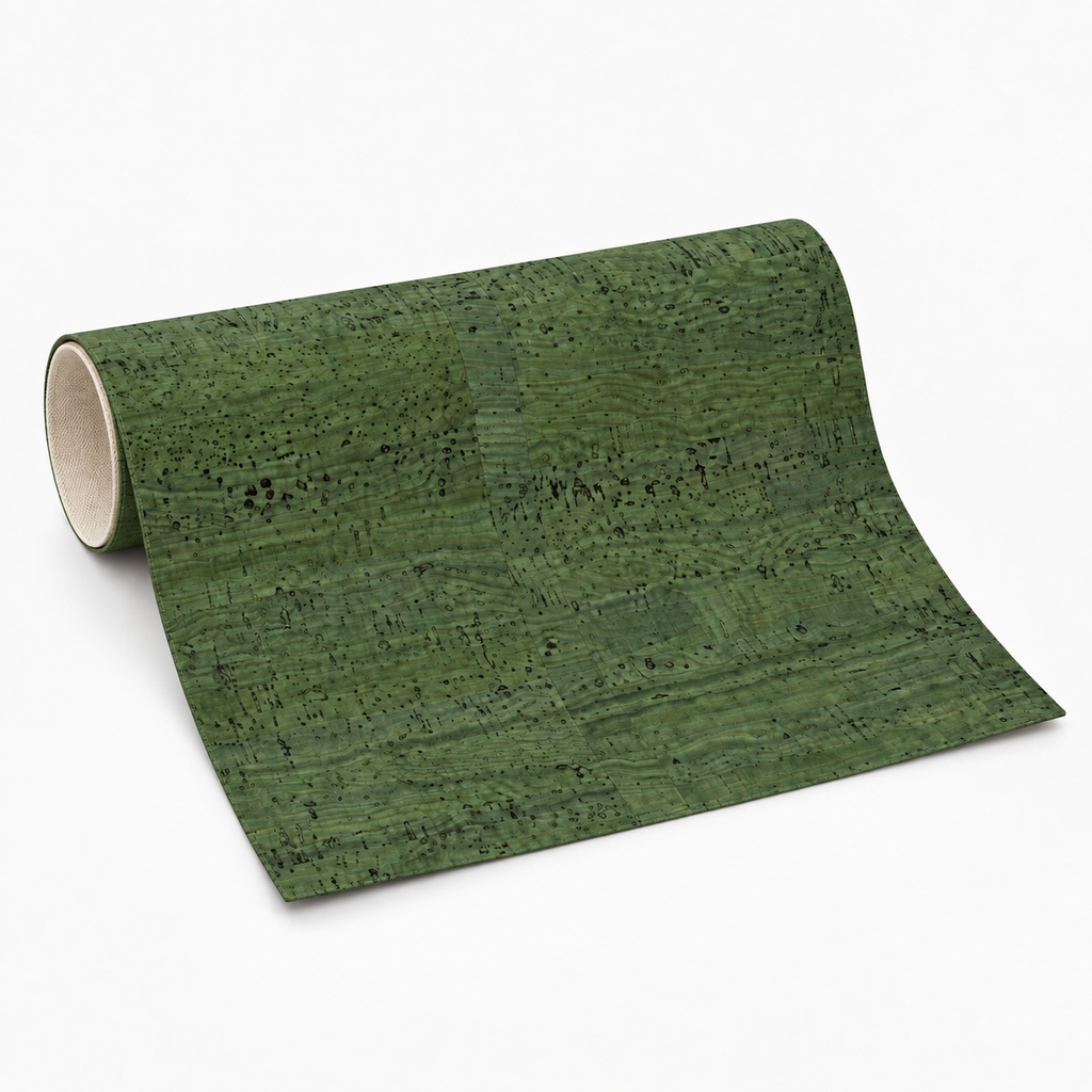 Green cotton-backed cork fabric roll, 1.4 m wide, standardised variant view