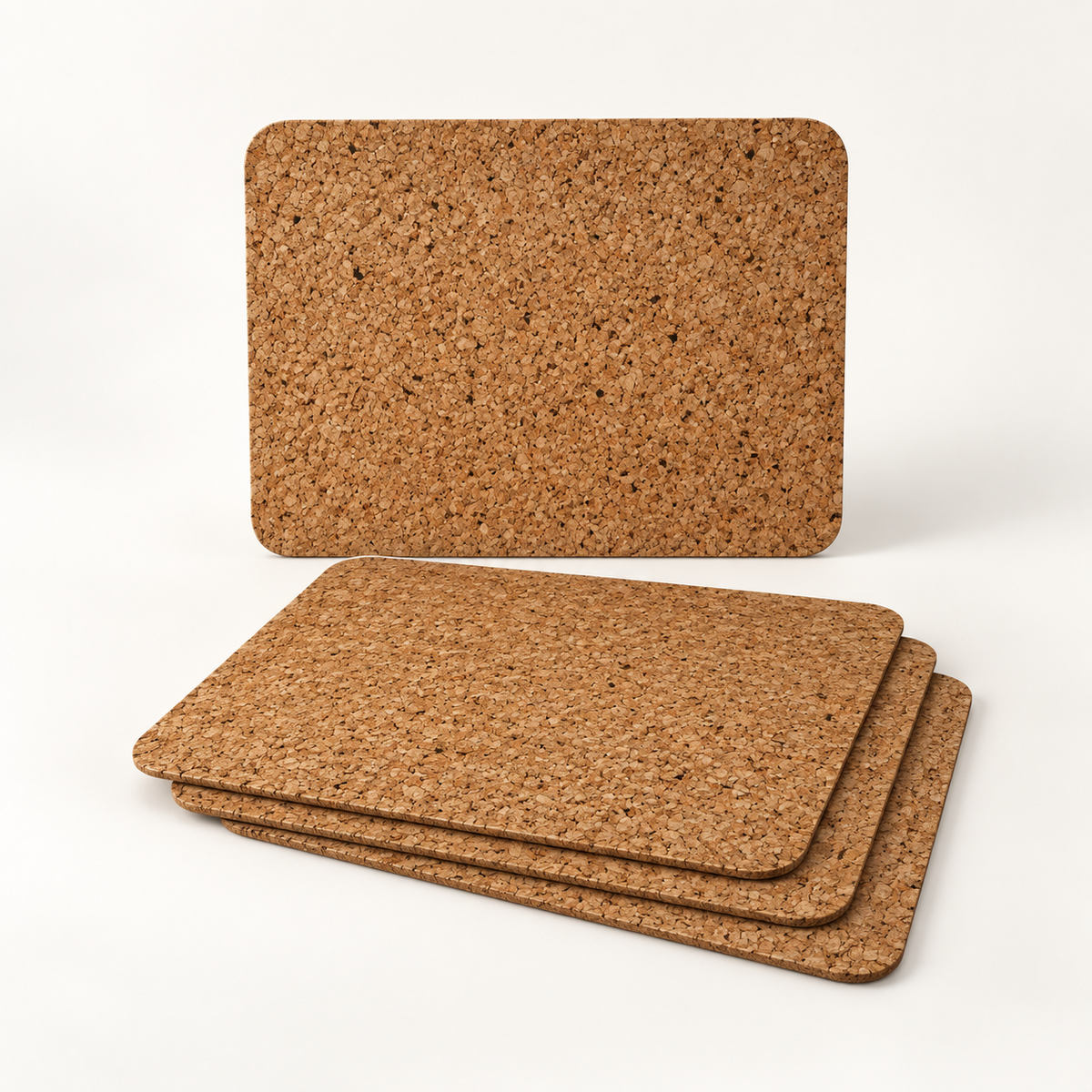 Country cork placemats, set of 4, 400 × 300 × 3 mm — premium studio hero