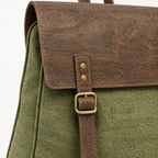 Crocodile Cork Backpack, cork texture and brass buckle detail