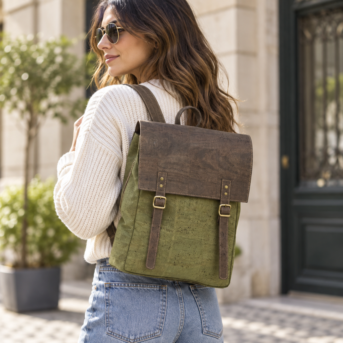 Crocodile Cork Backpack in real everyday urban use