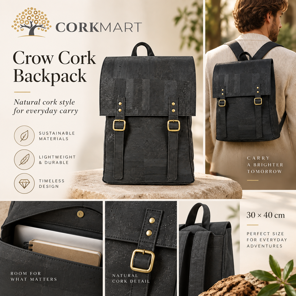 Crow Cork Backpack editorial collage