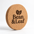 Custom Laser-Engraved Cork Coasters | 95 × 6 mm — premium studio hero
