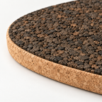 Macro close-up of dark granulated cork top and natural cork base, 20 mm profile
