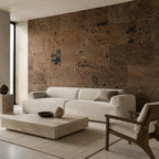Europe Black cork wall tile shown in a conceptual architectural interior visualization