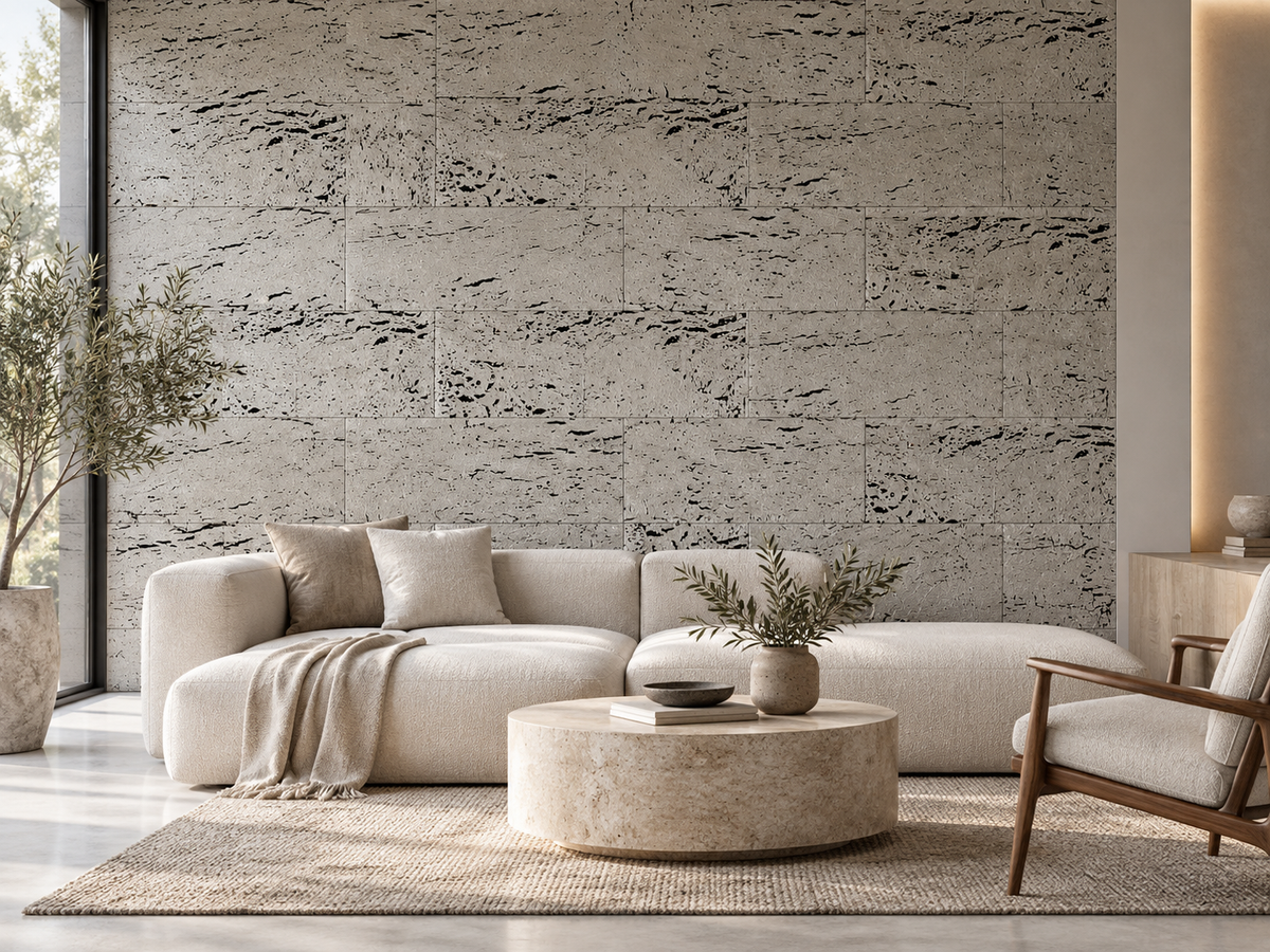 Europe Marble I cork wall tile in a premium architectural interior
