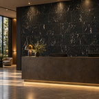 Europe Marble II cork wall tile shown in a conceptual hospitality reception visualization