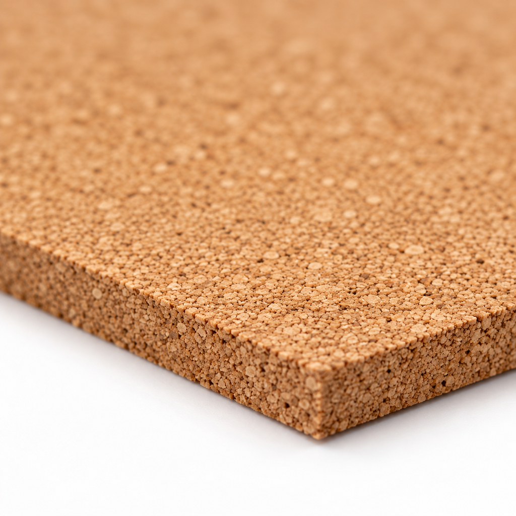 Fine-Grained Agglomerated Cork Sheets, macro fine-grain texture and edge detail