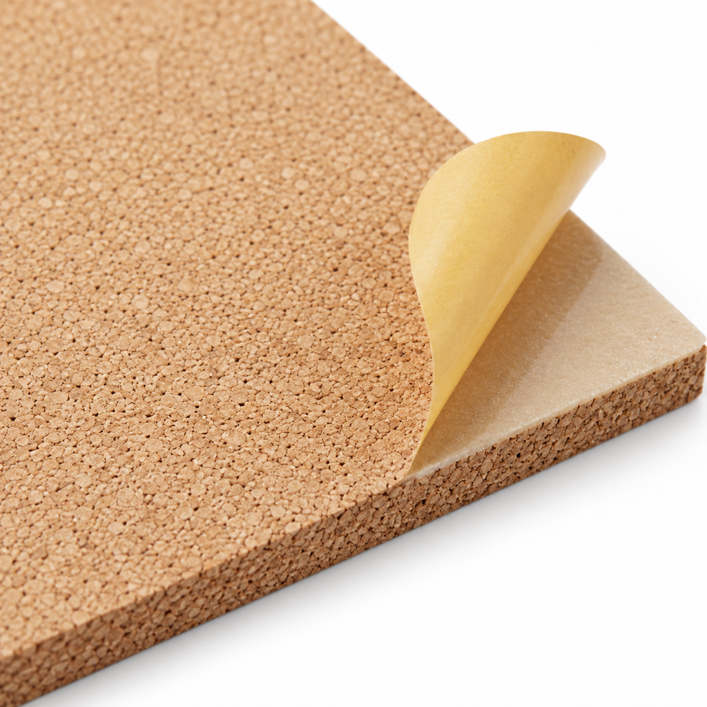 Fine Grained Self Adhesive Cork Wall Tiles, macro cork texture and release liner detail