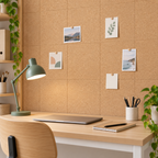 Fine Grained Self Adhesive Cork Wall Tiles used as a cork wall pinboard