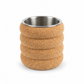 Fluted cork wine cooler, Ø200 × H205 mm, natural cork with stainless-steel liner on white background