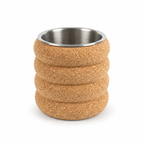 Fluted cork wine cooler, Ø200 × H205 mm, natural cork with stainless-steel liner on white background