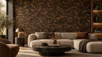 Forest cork wall tile shown in a conceptual architectural interior visualization