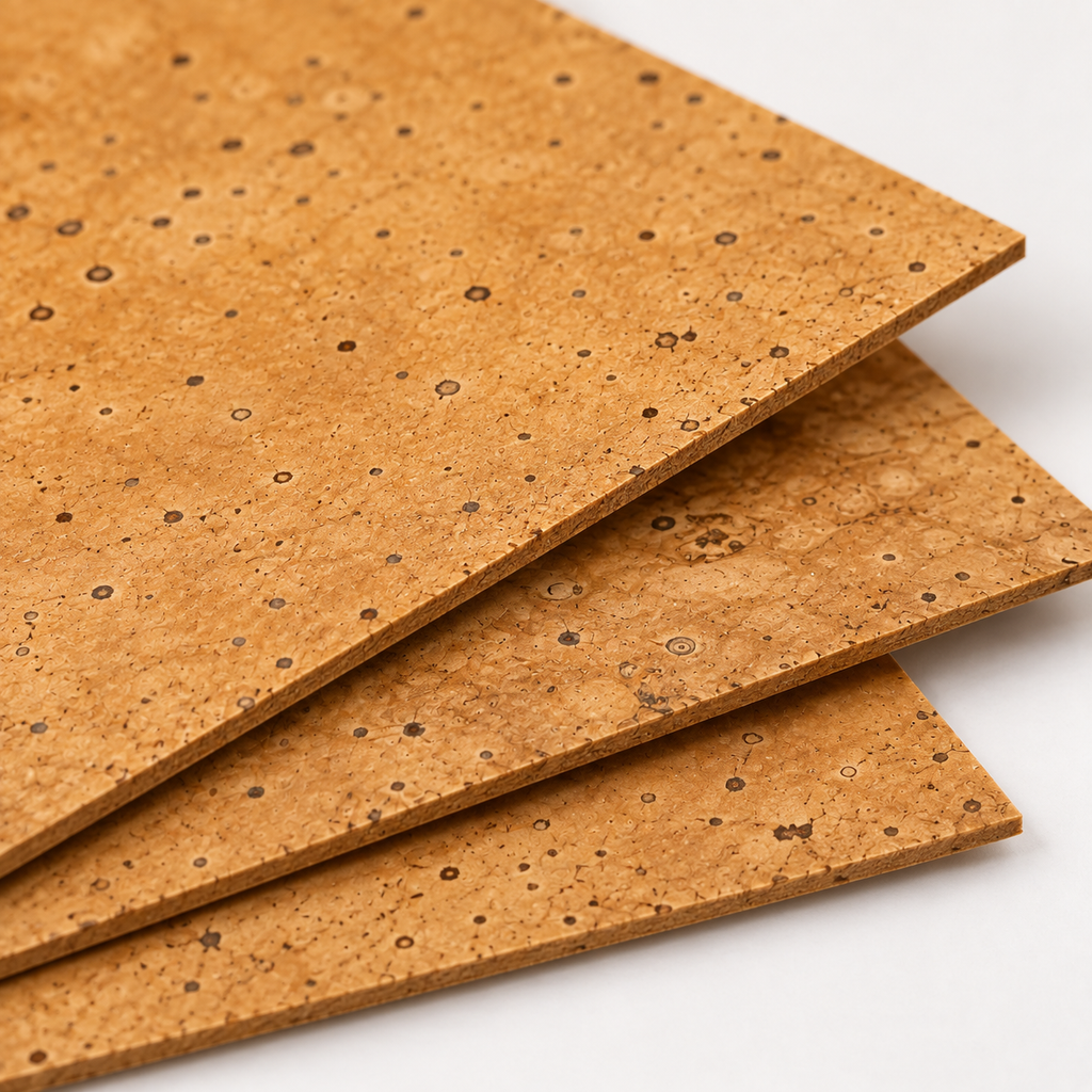 Golden Cork Sheet for Instrument Repair | 300 × 100 mm — macro cork texture and thin edge detail
