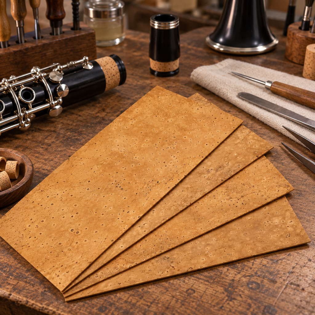 Golden Cork Sheet for Instrument Repair | 300 × 100 mm — instrument repair workbench application