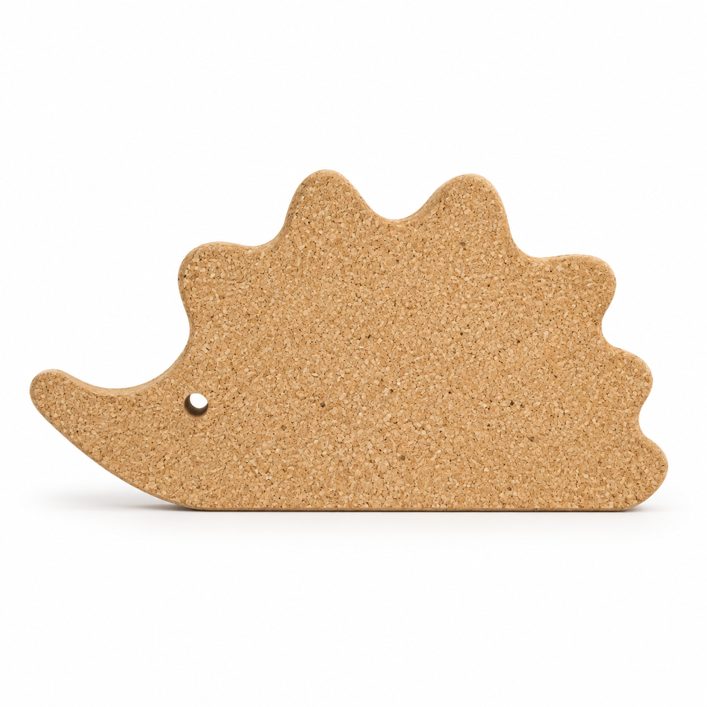 Hedgehog-Shaped Cork Trivet 29 × 16 cm on white background