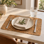 Iceberg Grey cork placemat in a refined dining table setting