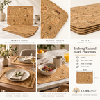 Iceberg Natural cork placemats — set of 4, dimensions, material and lifestyle overview