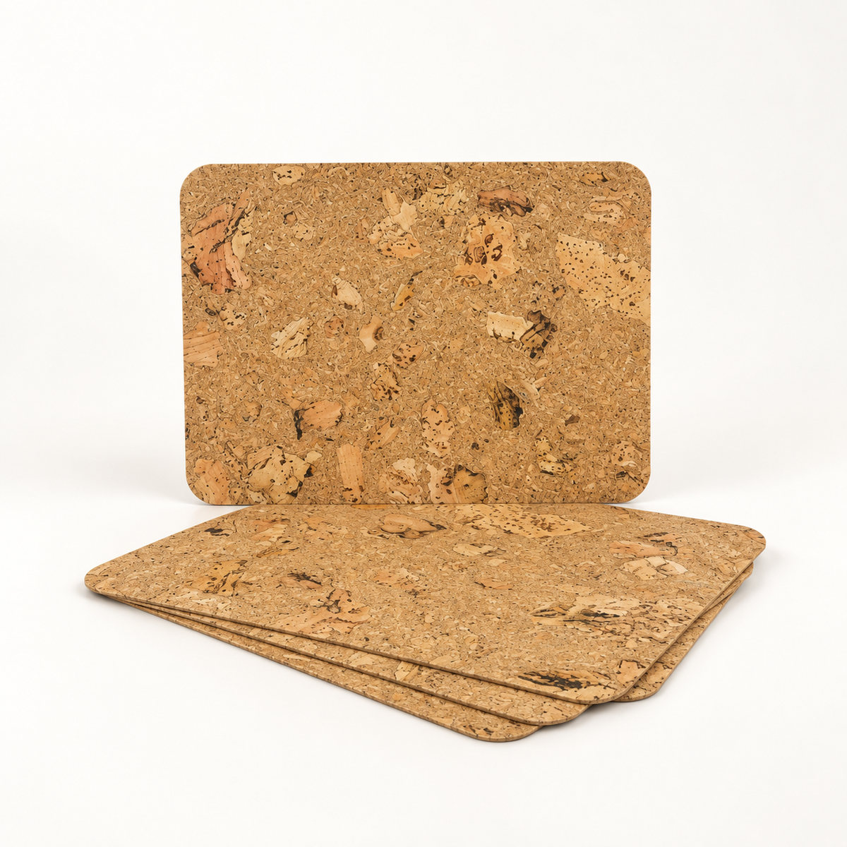 Iceberg Natural cork placemats, set of 4, 400 × 300 × 3 mm — premium studio hero