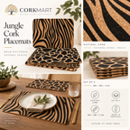 Jungle cork placemats — set of 4, dimensions, material and lifestyle overview