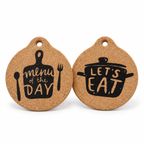 Kitchen Quote Cork Trivets set of 2 on white background