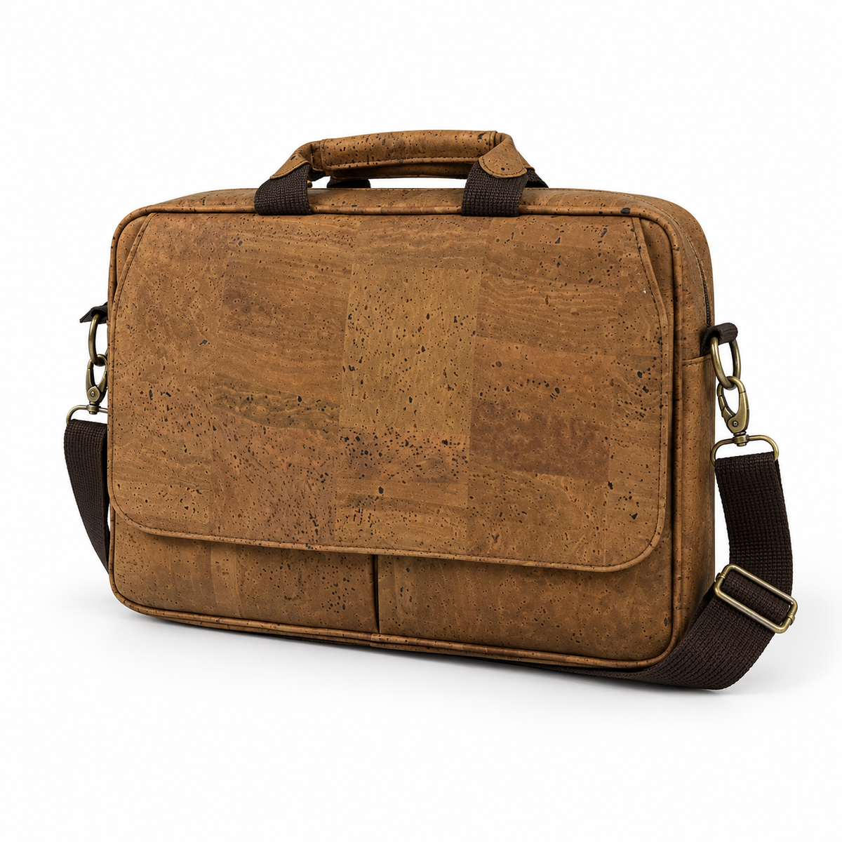 Laptop Brown Cork Briefcase, 40 × 30 cm, angled view