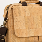 Laptop Cork Briefcase, natural cork texture and hardware detail