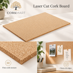 Laser Cut Cork Board editorial collage with CorkMart branding