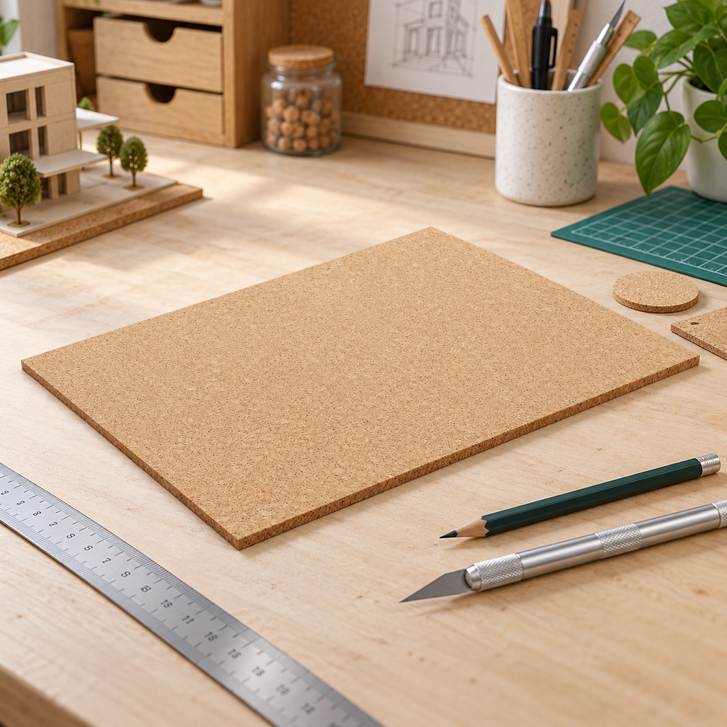 Laser Cut Cork Board in a design and model-making workbench