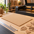 Laser Cut Cork Board in a laser cutting and craft workshop