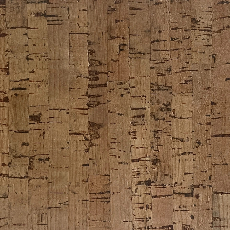 Linea cork wall tile close-up showing the real linear cork texture and natural tonal variation