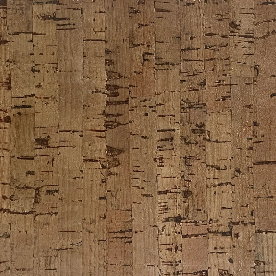 Linea cork wall tile close-up showing the real linear cork texture and natural tonal variation