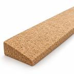 Macro detail of natural cork texture and tapered edge on long cork yoga wedge