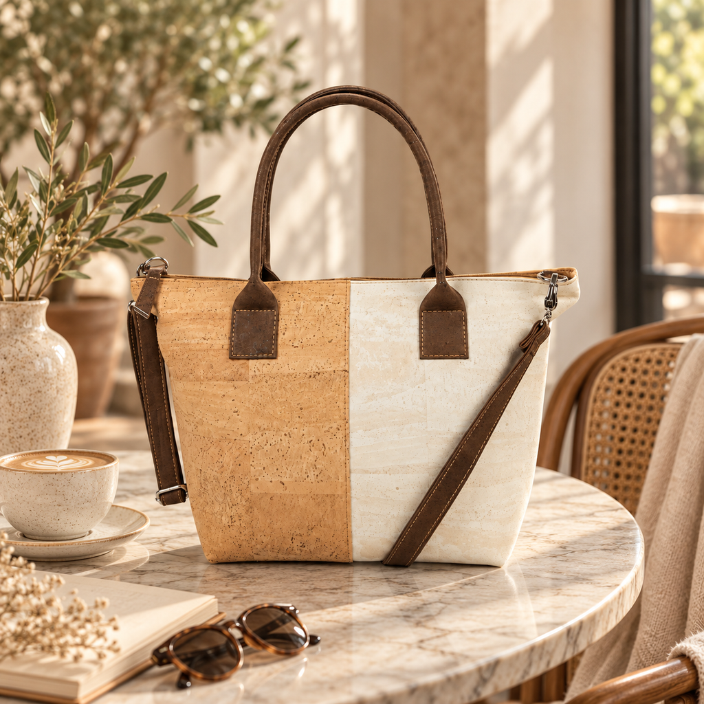 Macchiato Cork Tote Bag in a premium lifestyle setting