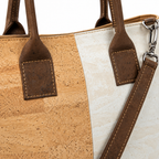 Macchiato Cork Tote Bag, cork texture and handle attachment detail
