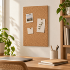 Medium-Grained Agglomerated Cork Sheets used as a cork pinboard in a home office