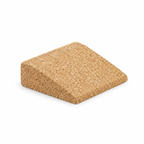 Mini cork yoga wedge, 100 × 90 × 30 mm, natural cork on white background