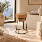 Muselet Small Cork & Metal Stool in a warm Mediterranean-inspired interior